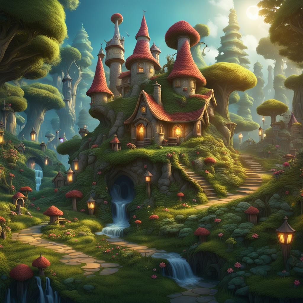 Enchanted Forest Village: A Matte Painting