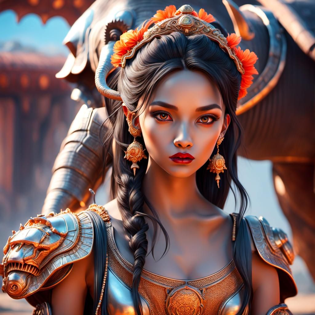 "Create a hybrid creature that combines the features of an elephant and a turtle. The body should resemble a massive ele...