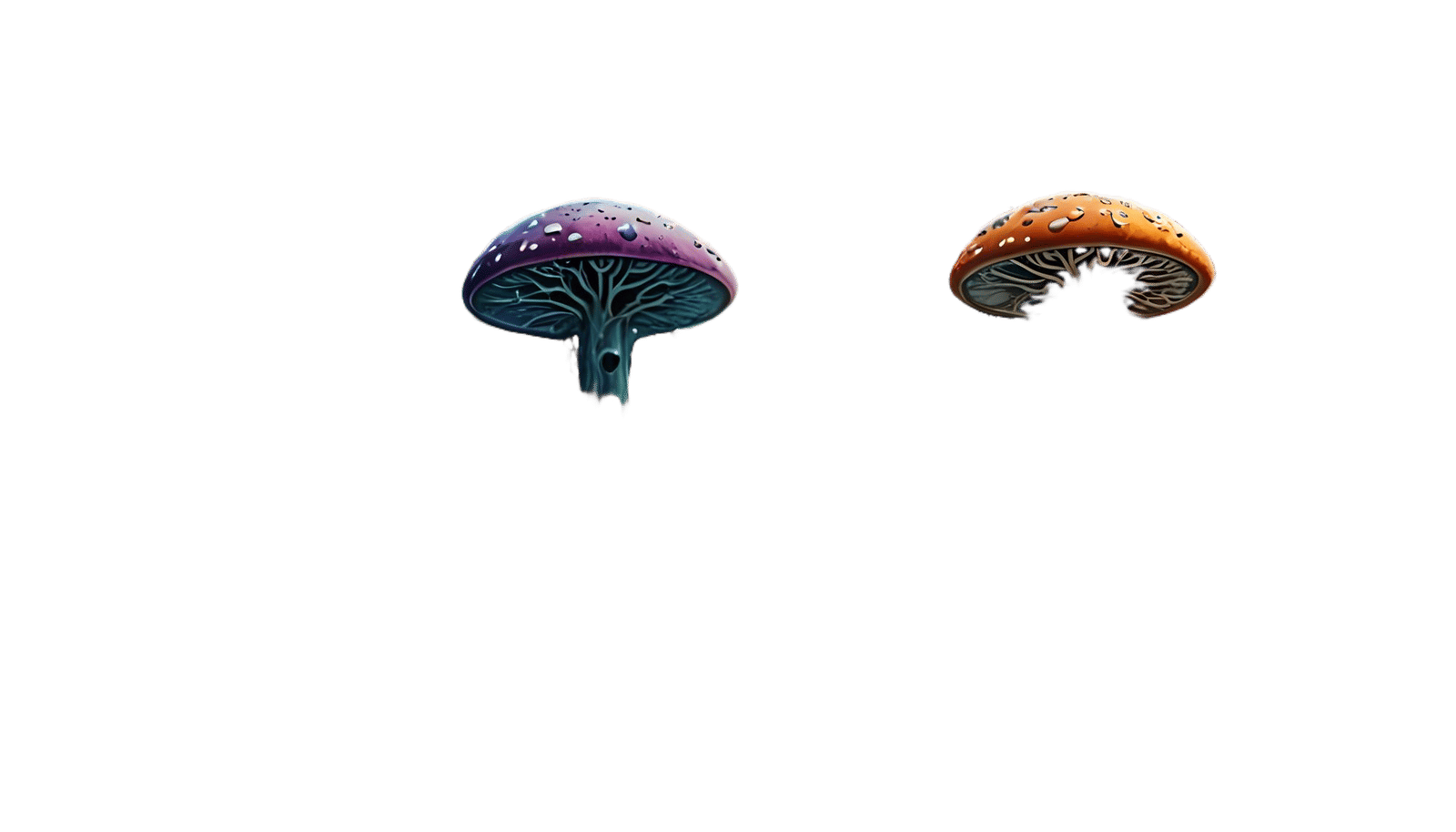 Psychedelic Apocalyptic Landscape with Flying Mushrooms