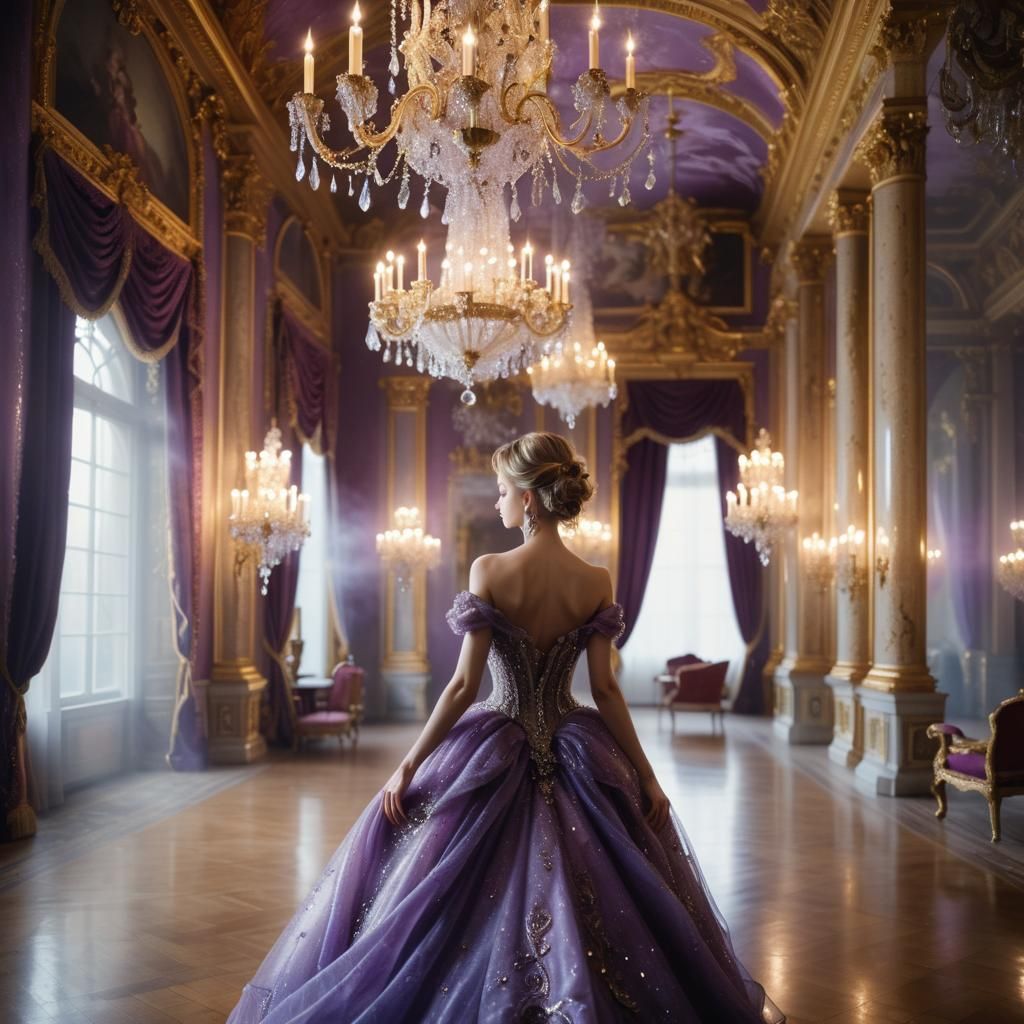 Opulent Woman in Baroque Style Gown