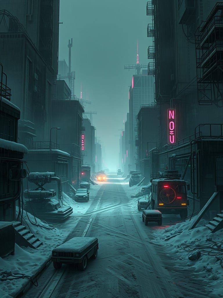 Abandoned Futuristic Metropolis in Dark Hyperrealism