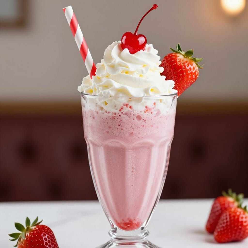 Colossal Strawberry Milkshake with Whipped Cream and Cherry