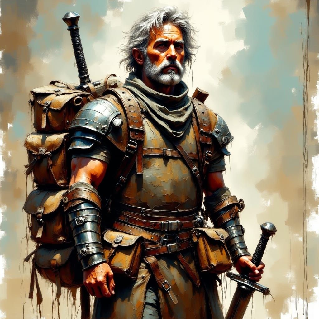 Battle-Hardened Warrior in 80's Fantasy Style