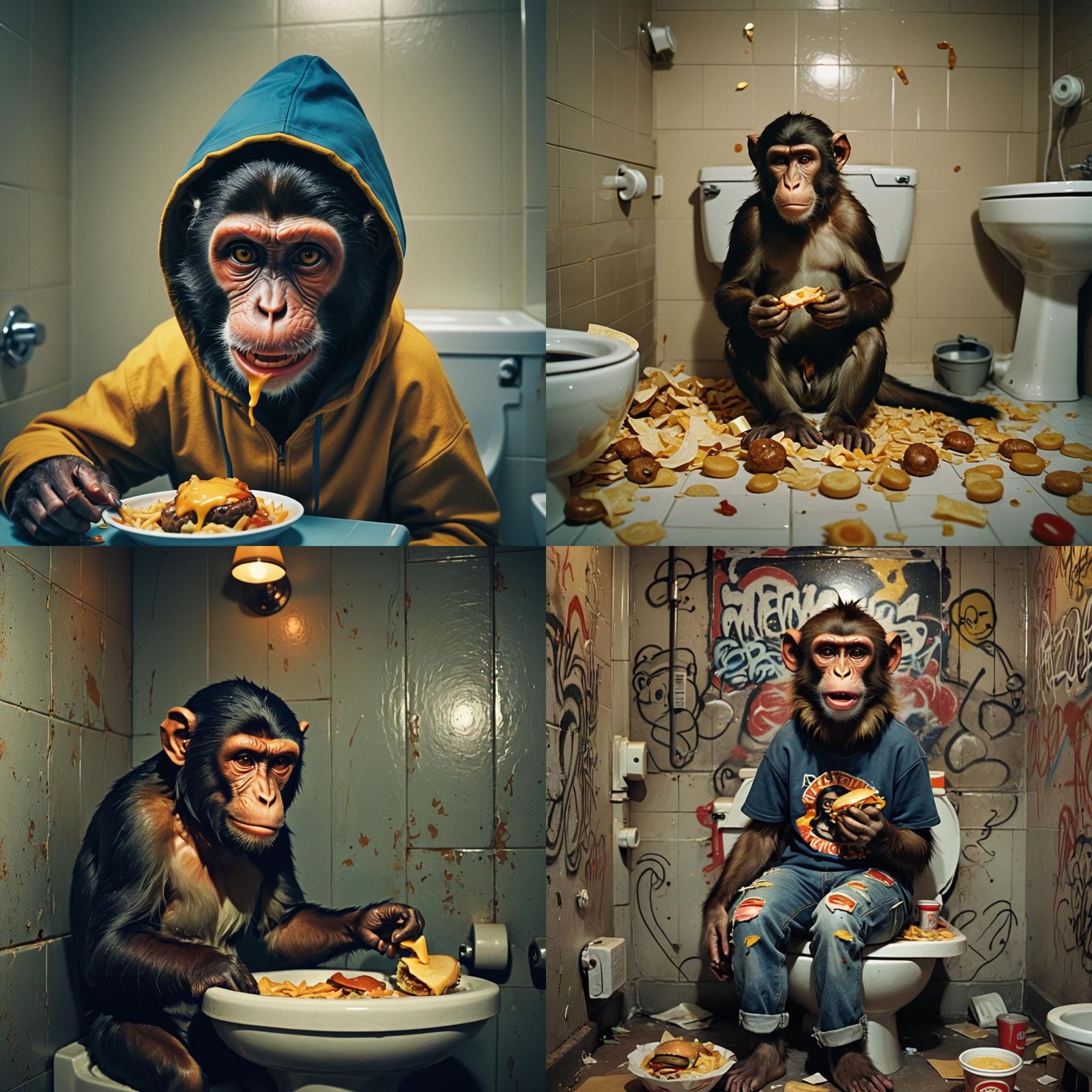 Monkey's Burger Break: Cinematic Film Still