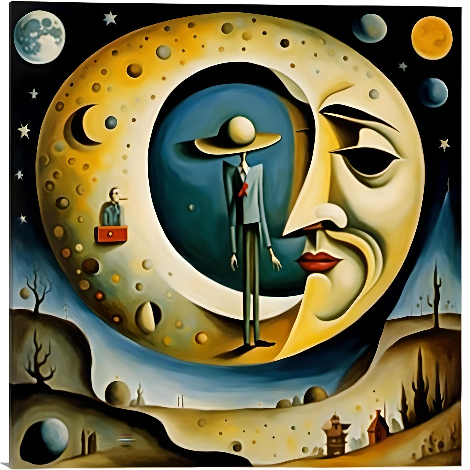 Surreal Man in the Moon Dreamscape