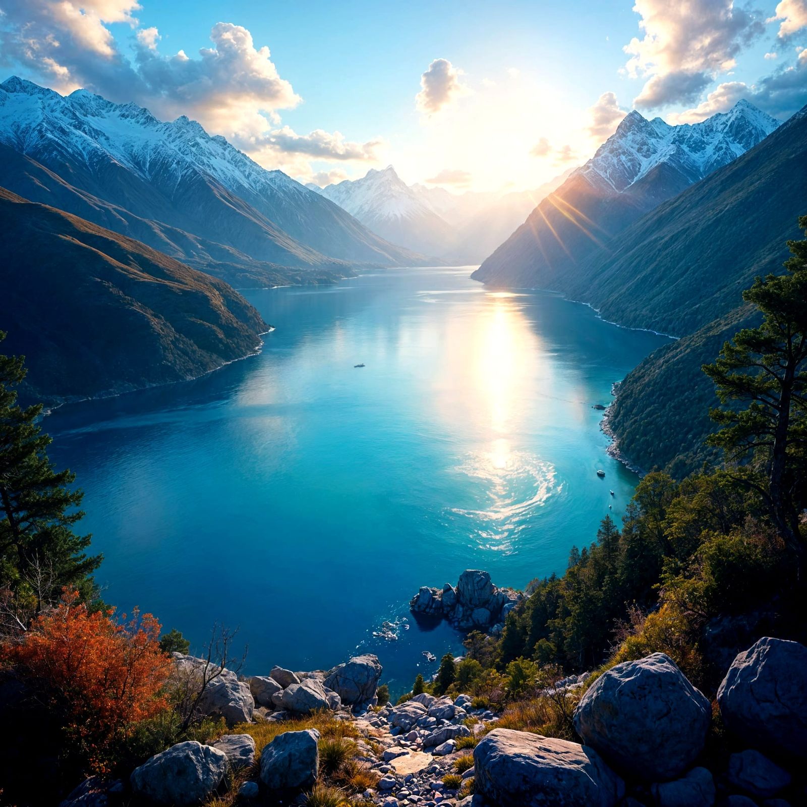 Queenstown's Idyllic Shores in Vibrant Color