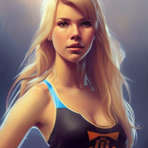 Attractive Blonde Cheerleader Portrait in Gym