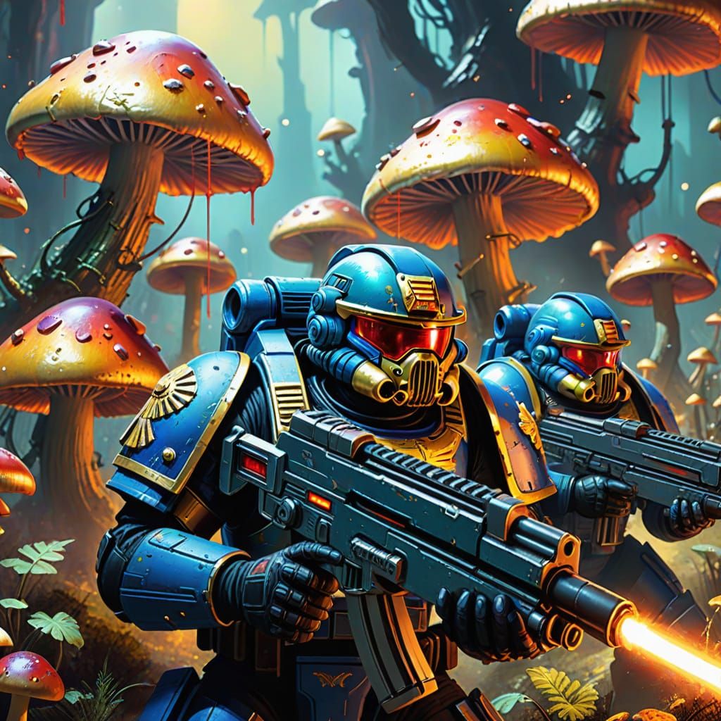 Cosmic Carnivorous Mushrooms Engulf Space Marines in a Vibra...