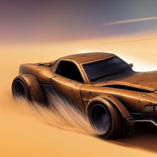Realistic Hot Wheels Car in Desert, Hyperdetailed Art
