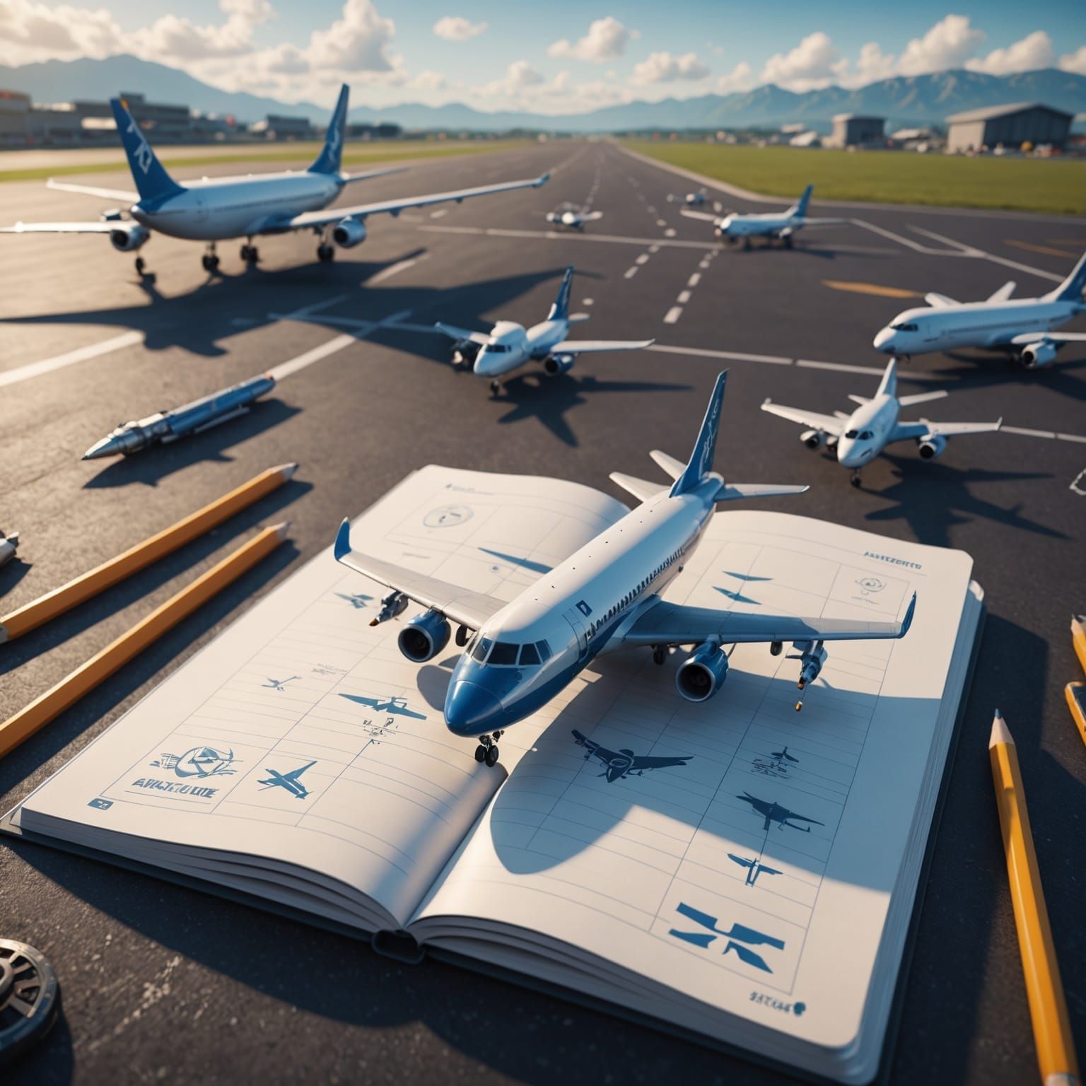 Airplanes Soar Over a 3D Notebook in Epic Game-Like Graphics