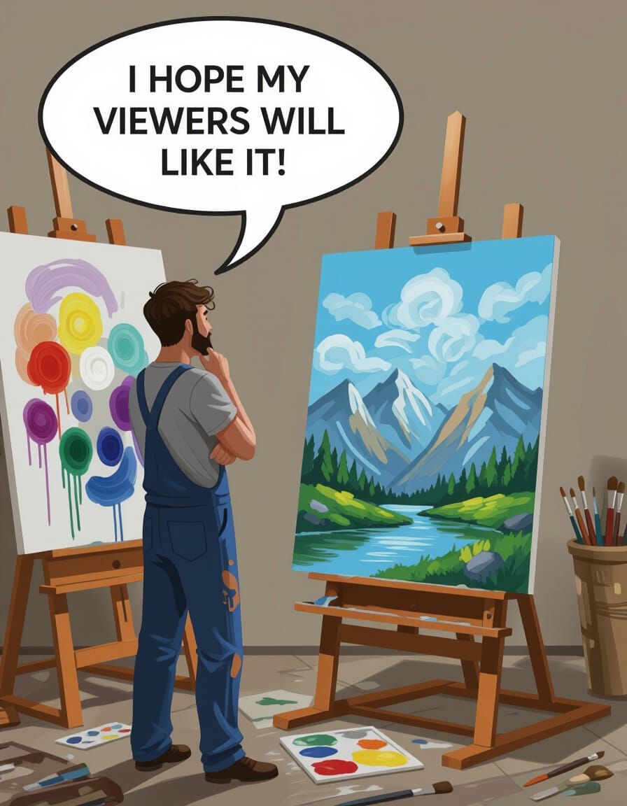 Painter Contemplates Masterpiece Creation