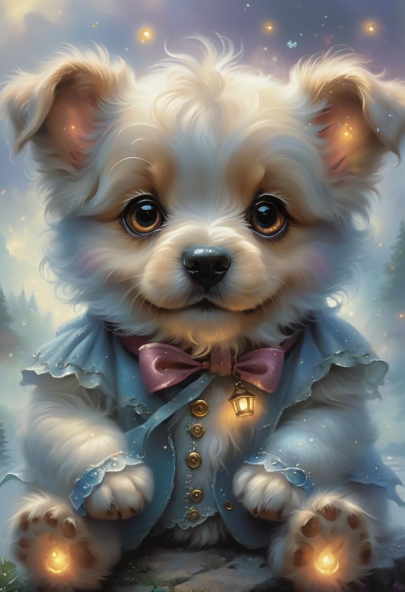 Ethereal Puppy in Hyperdetailed Fantasy Setting