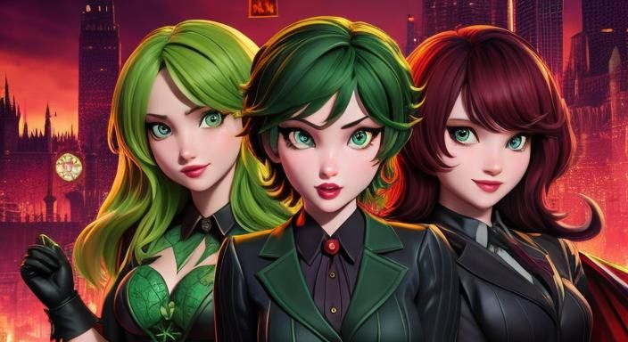 Gotham Sirens Academy Comic Book Illustration