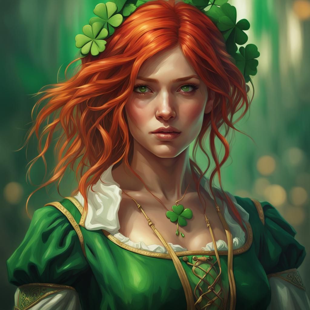 St. Patrick's Day Portrait in Art Nouveau Style