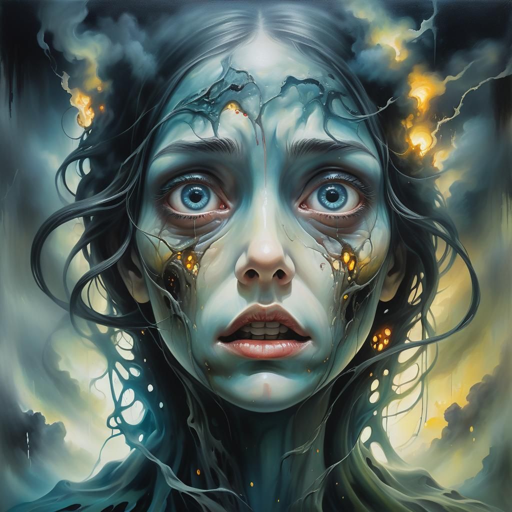 Eerie Surreal Portrait in Gloomy Dreamy Haze