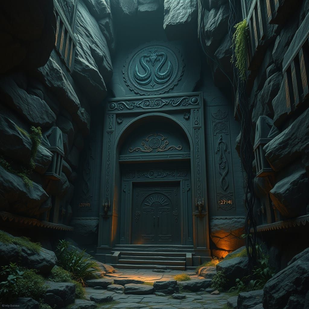 Akaviri Temple in Sinkhole, Digital Illustration