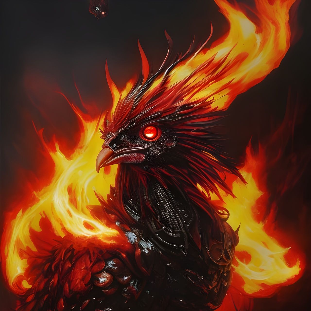 Evil Demon Chicken from Hell on Fire
