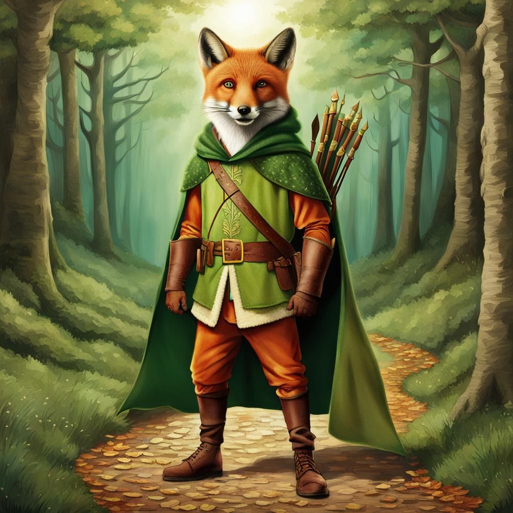 Fox Dressed As Robin Hood in Sherwood Forest