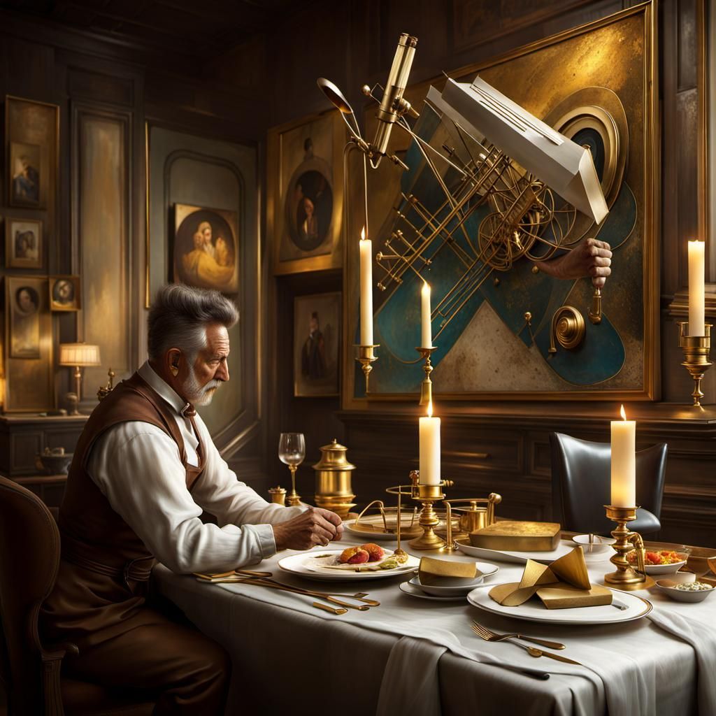 Golden Abstract Cycles in Detailed Matte Painting