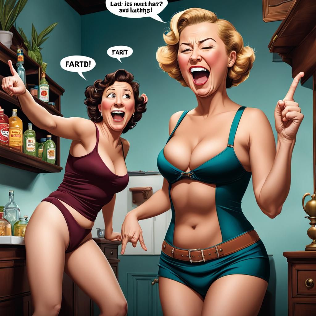 Comical Image of a Lady Farting