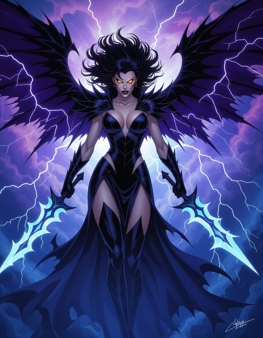 Fierce Villainess Cloaked in Storm Clouds
