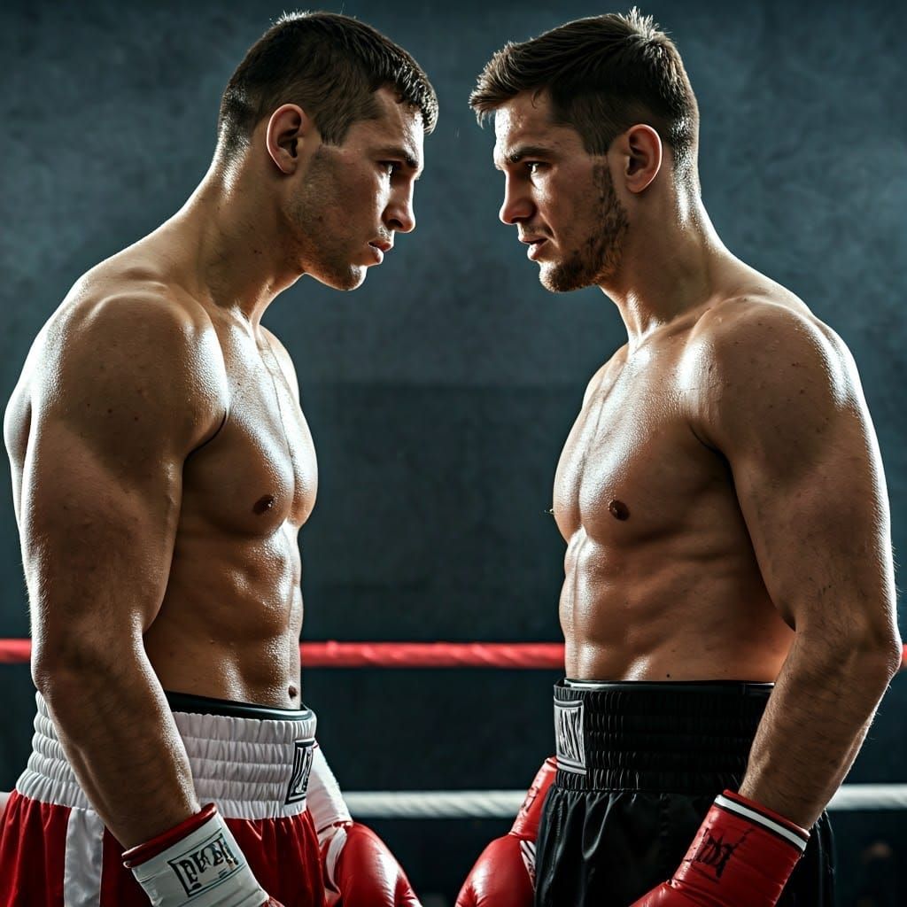 Two Boxers Face Off in a Gritty Boxing Ring