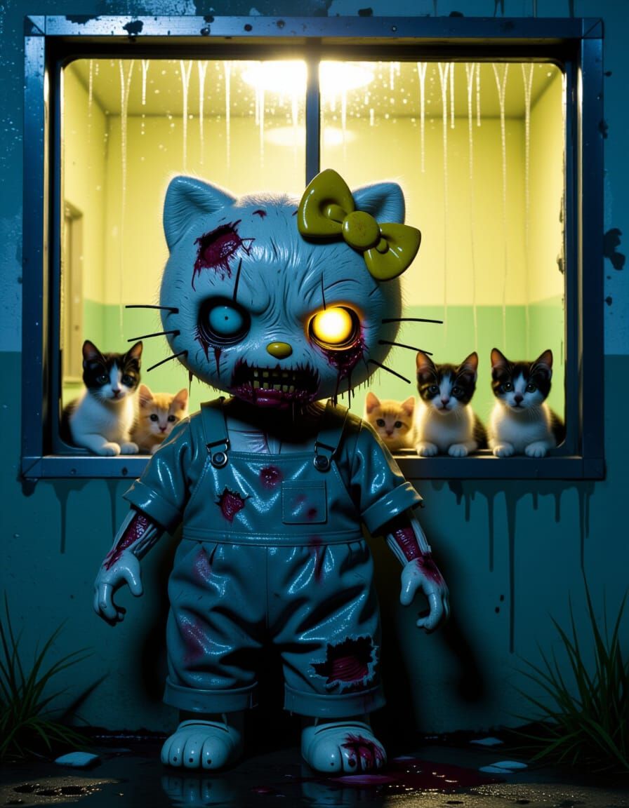 Unsettling Horror Photo of Zombified Hello Kitty