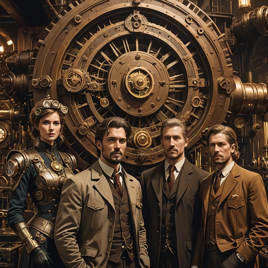 Steampunk Professionals in Ornate Victorian Attire