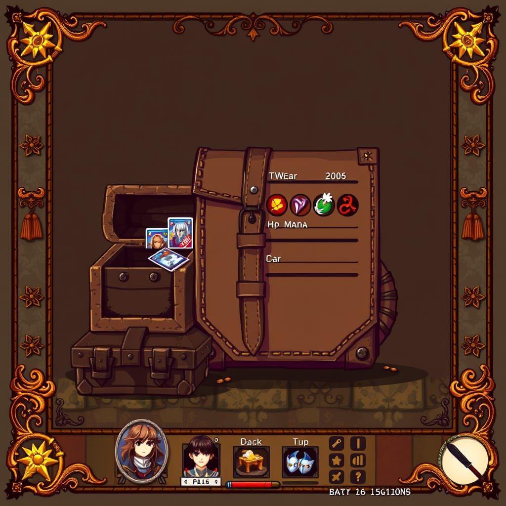 Mythical JRPG Interface in Pixel Art Style