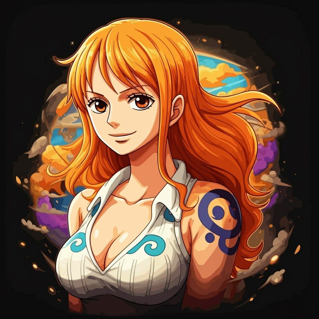 Nami from One Piece in Anime Key Visual Style