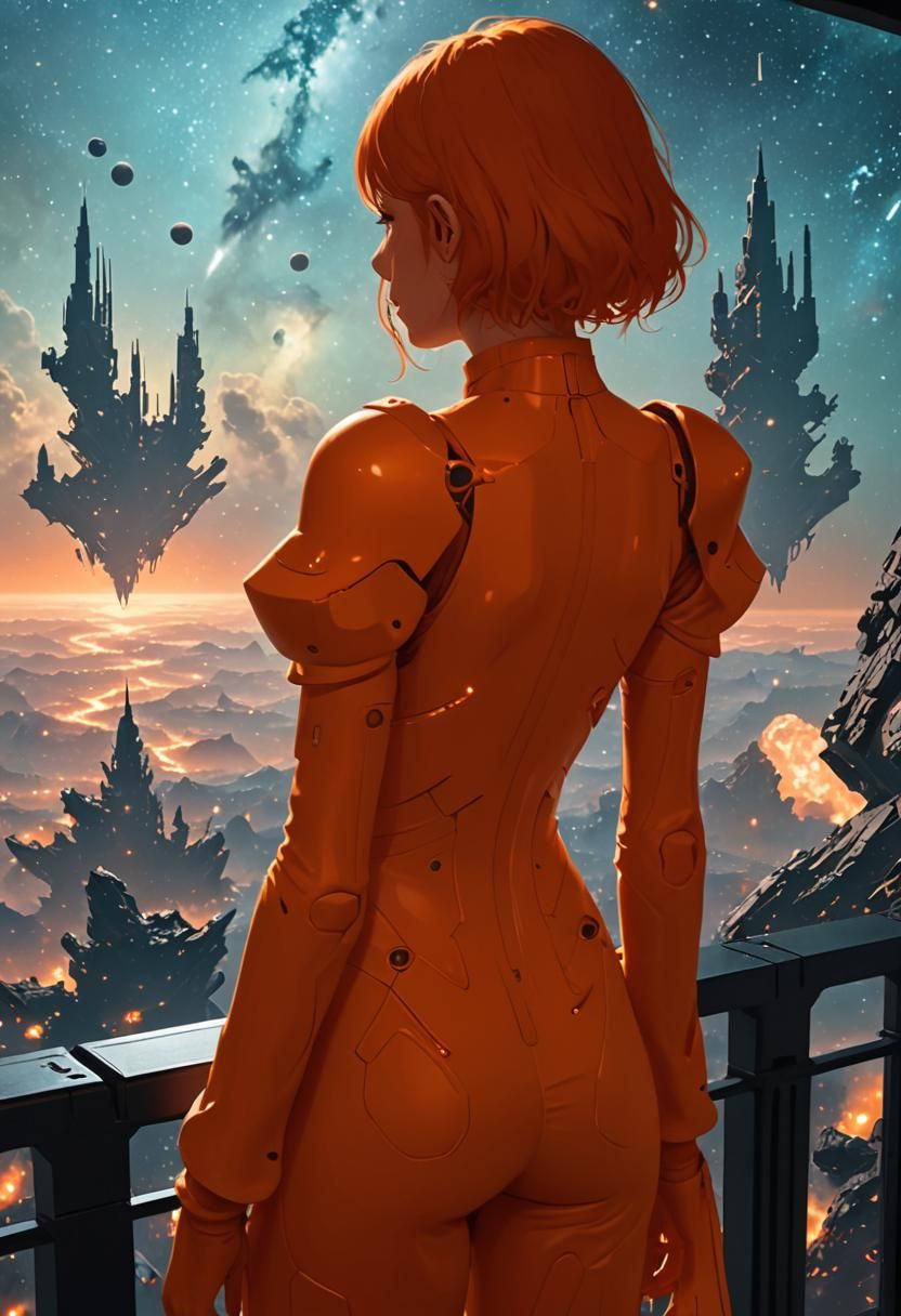 Sci-Fi Silhouette Overlooking the Pillars of Creation
