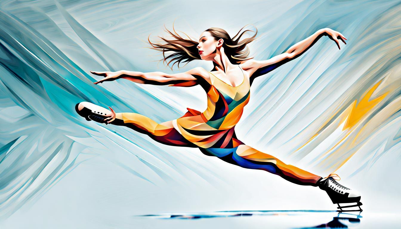 Figure skater on ice in dynamic action