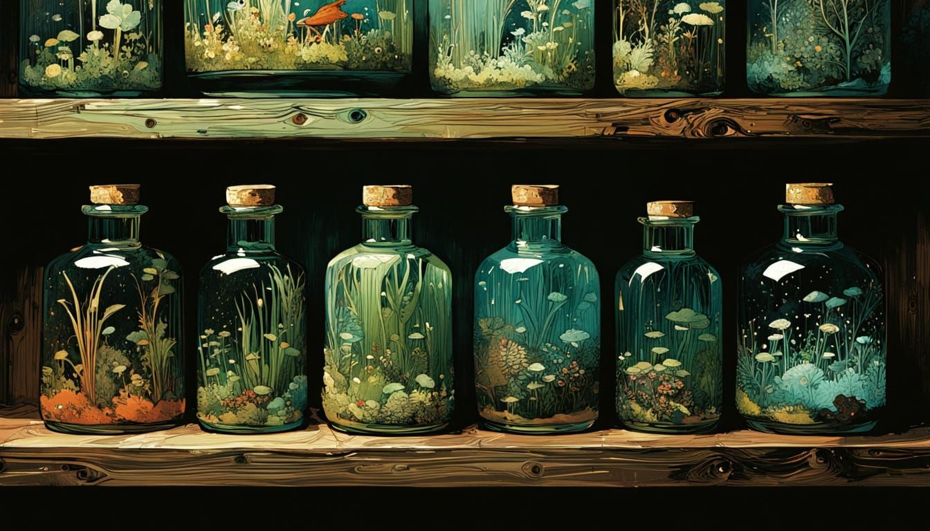 Antique Bottles Showcase Seasons in Intricate Detail