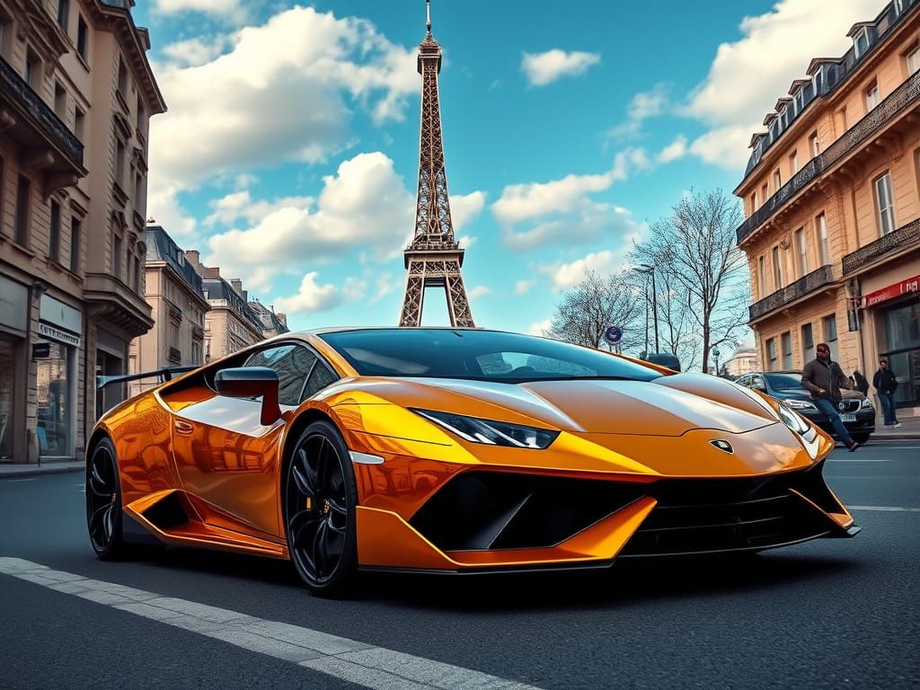 Golden Lamborghini Revuelto Speeds Through Parisian Streets ...
