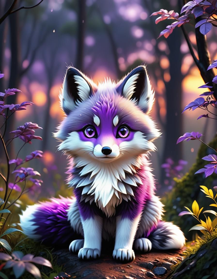 Adorable Fire Fox in Forest, 3D Render