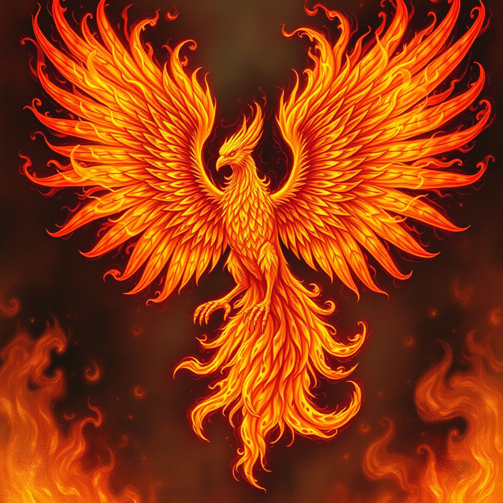 Majestic Phoenix Rising in Fiery Splendor