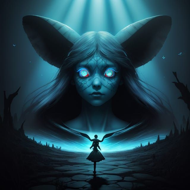 Alice in Wonderland: Surreal Dream in Cyberpunk Style