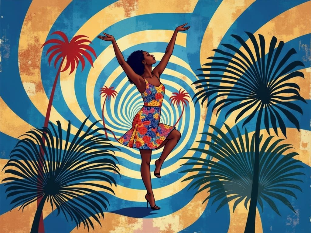 Ethereal Mambo Dancer in Cyberpunk Vogue, Inspired by Klee a...