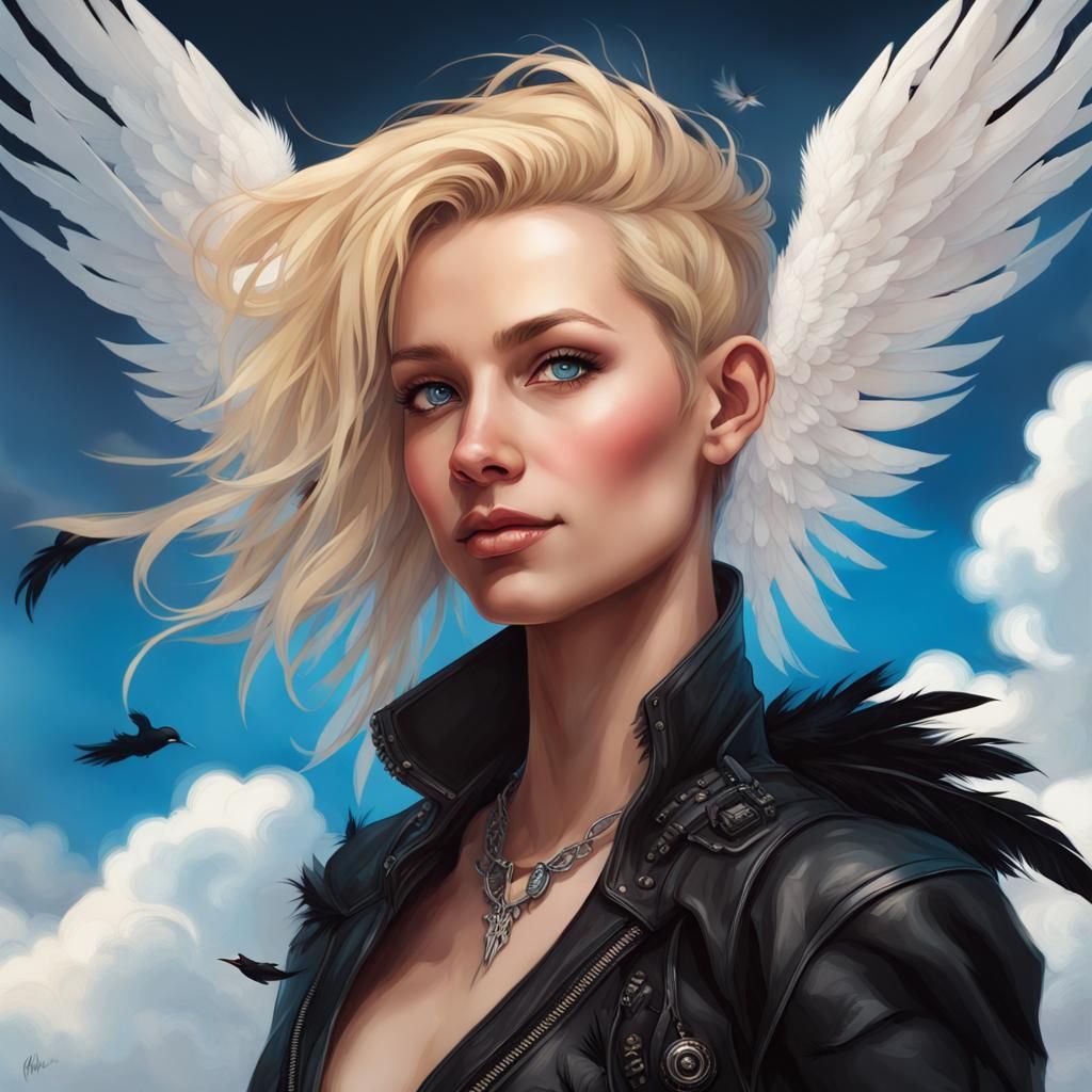 Punk Angel Portrait in Hyperdetailed Digital Art Style