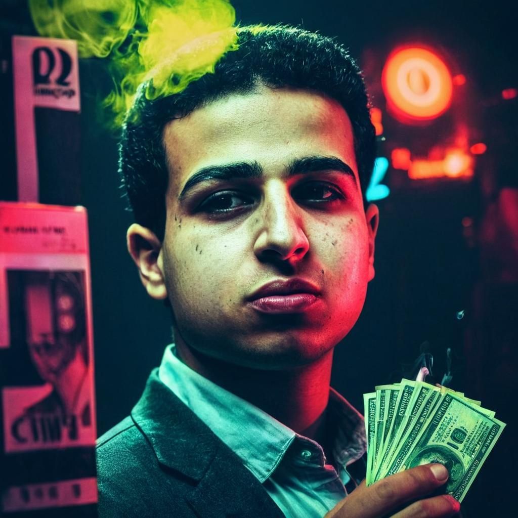 Neon Noir Portrait in 80s Retro Style