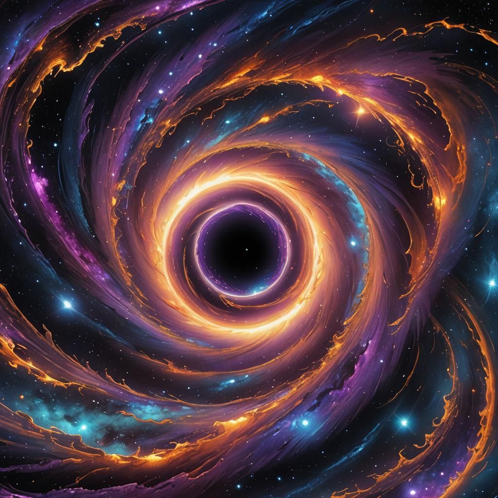 Vivid Black Hole Concept Art in Space