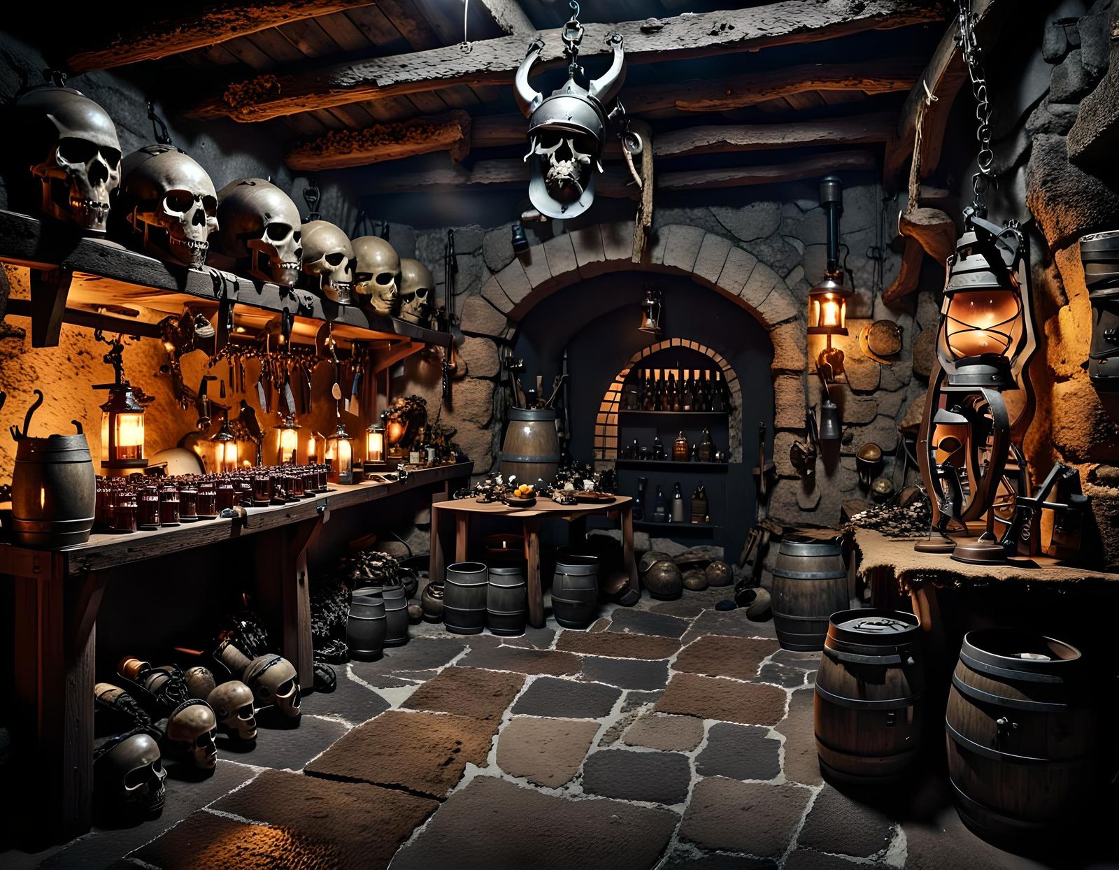 Marauding Knight's Medieval Lair with War Trophies