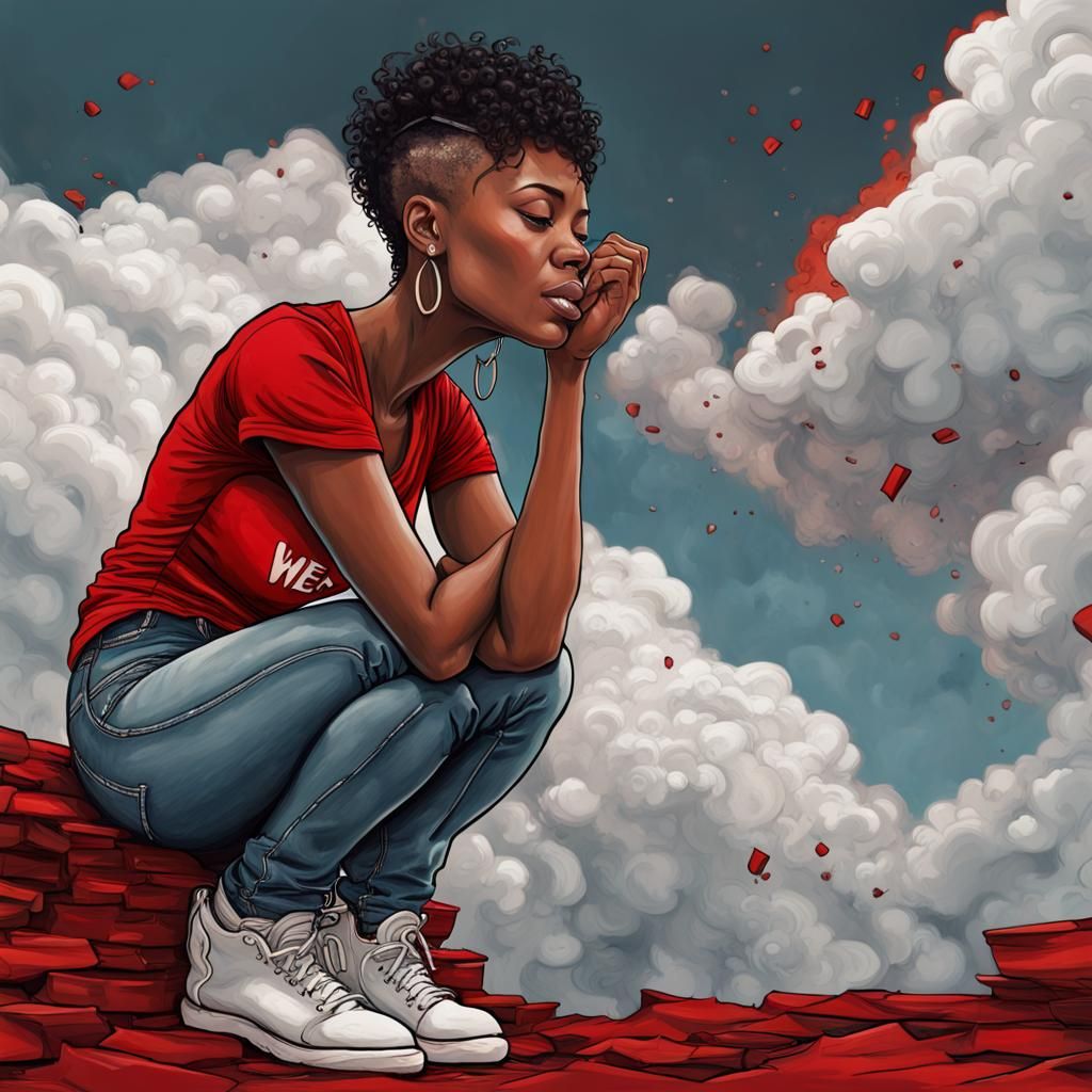 Woman Reaching for Hope in Splash Art Style