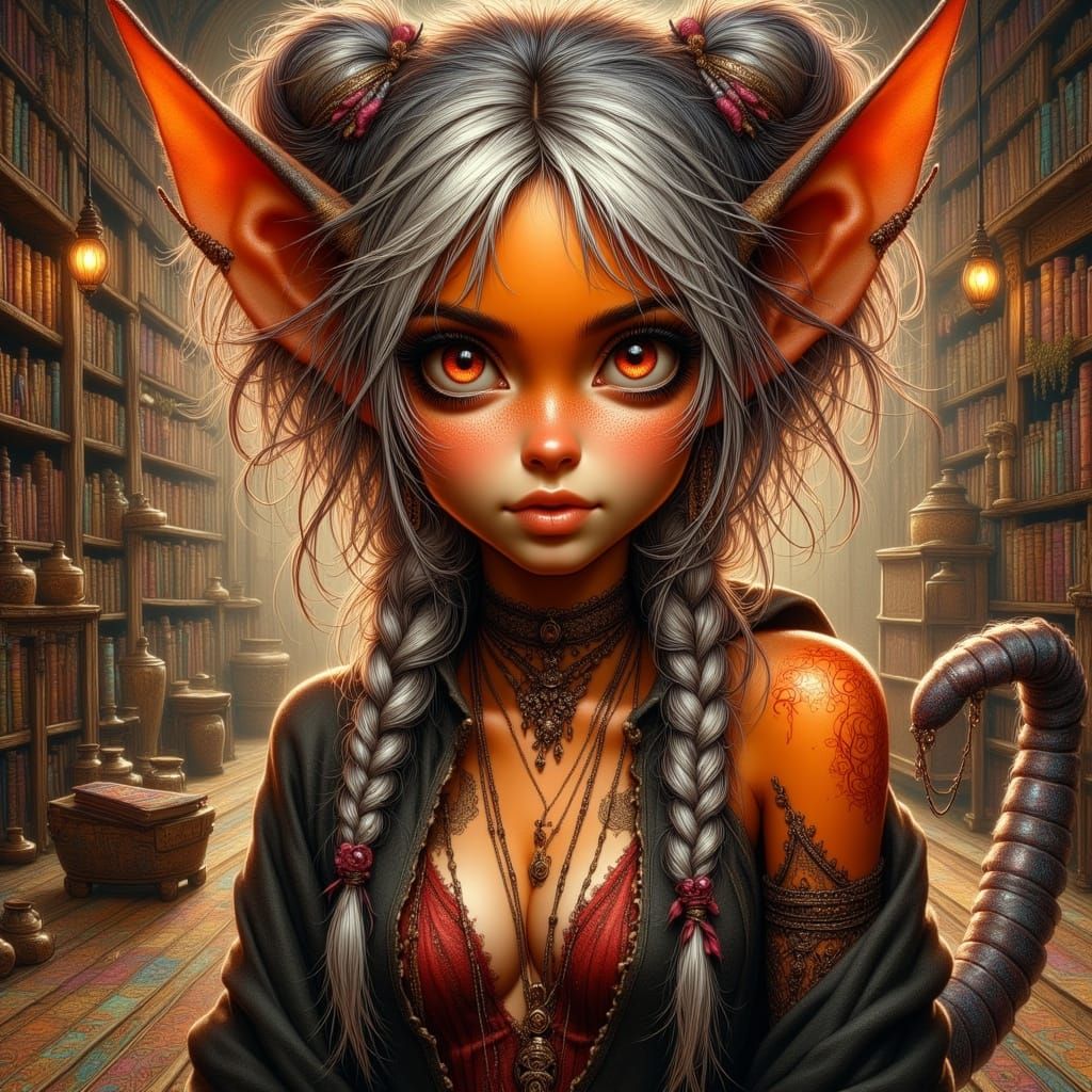 Female Imp with Scorpion Tail in Dark Realm