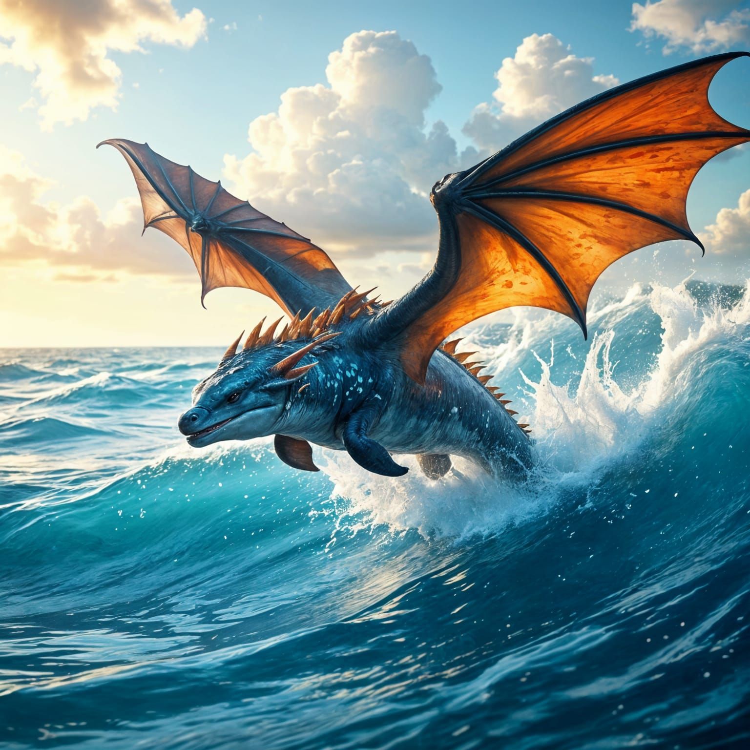 Dragon-Dolphin Hybrid in Hyperrealistic Style