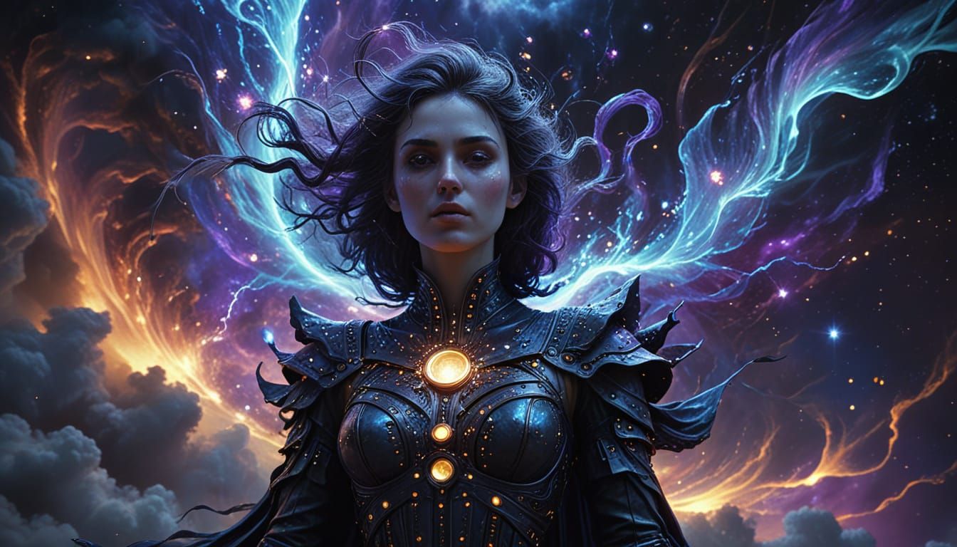 Ethereal Cosmic Being Adrift in Nebula