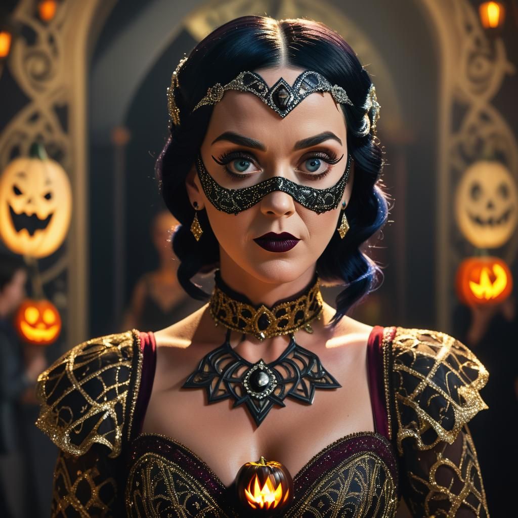 Katy Perry at Halloween Gala in Hyperrealistic Portrait