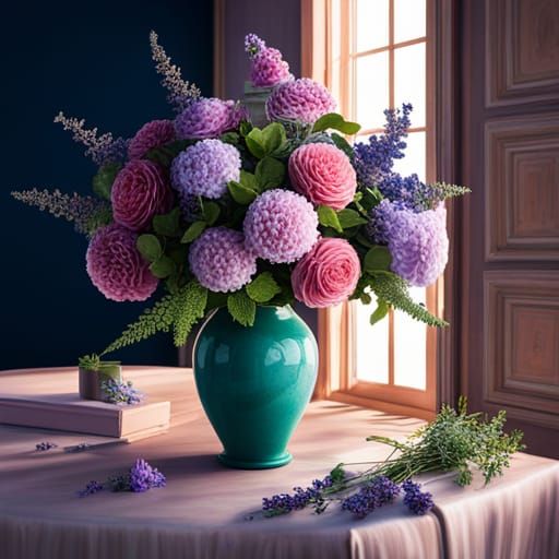 Floral Arrangement in Graffiti Art Style