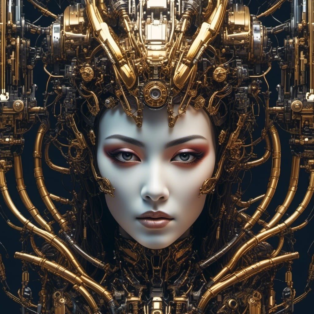 Asian Android in Glitchcore Chocolate Dystopia