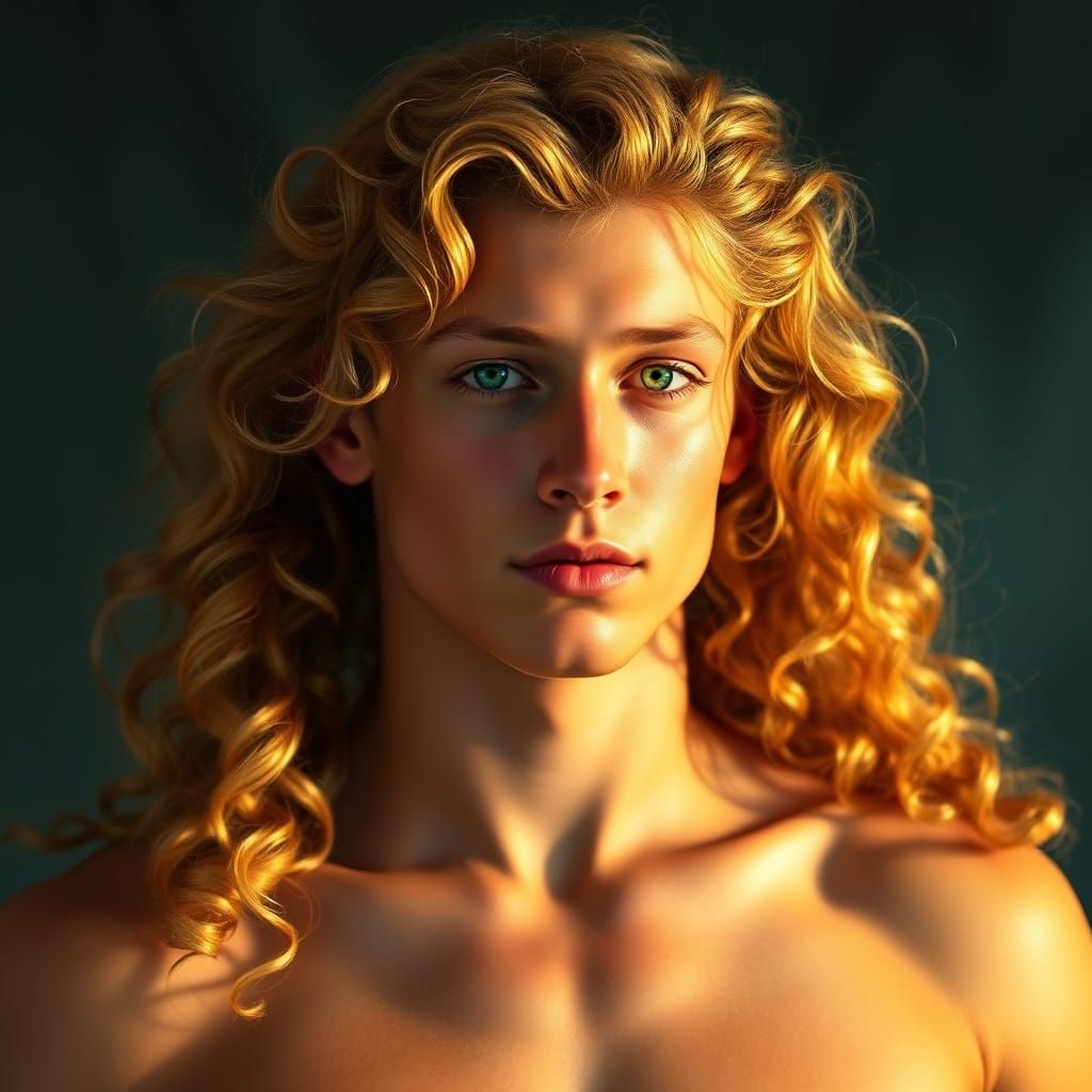 Golden Youth God with Emerald Eyes